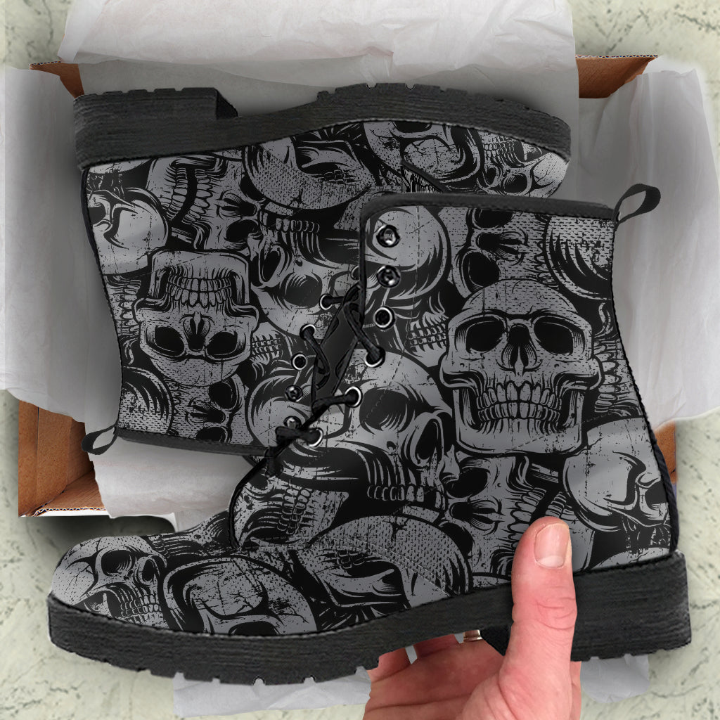 Combat Boots - Gothic Shoes #43 Skulls | Boho Shoes Goth