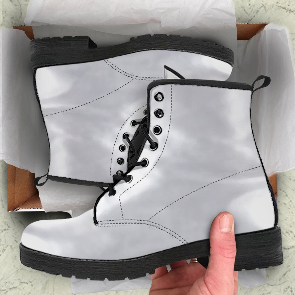 Combat Boots - Gradient Off White | Boho Shoes Handmade Lace