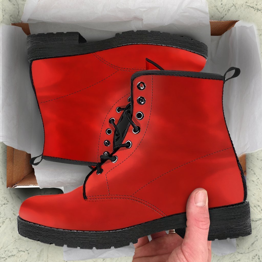 Combat Boots - Gradient Red | Red Combat Boots Goth Boots