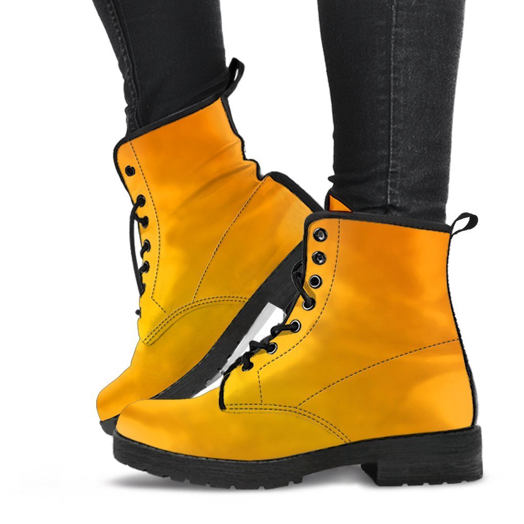 Combat Boots - Gradient Yellow | Boho Shoes Handmade Lace Up