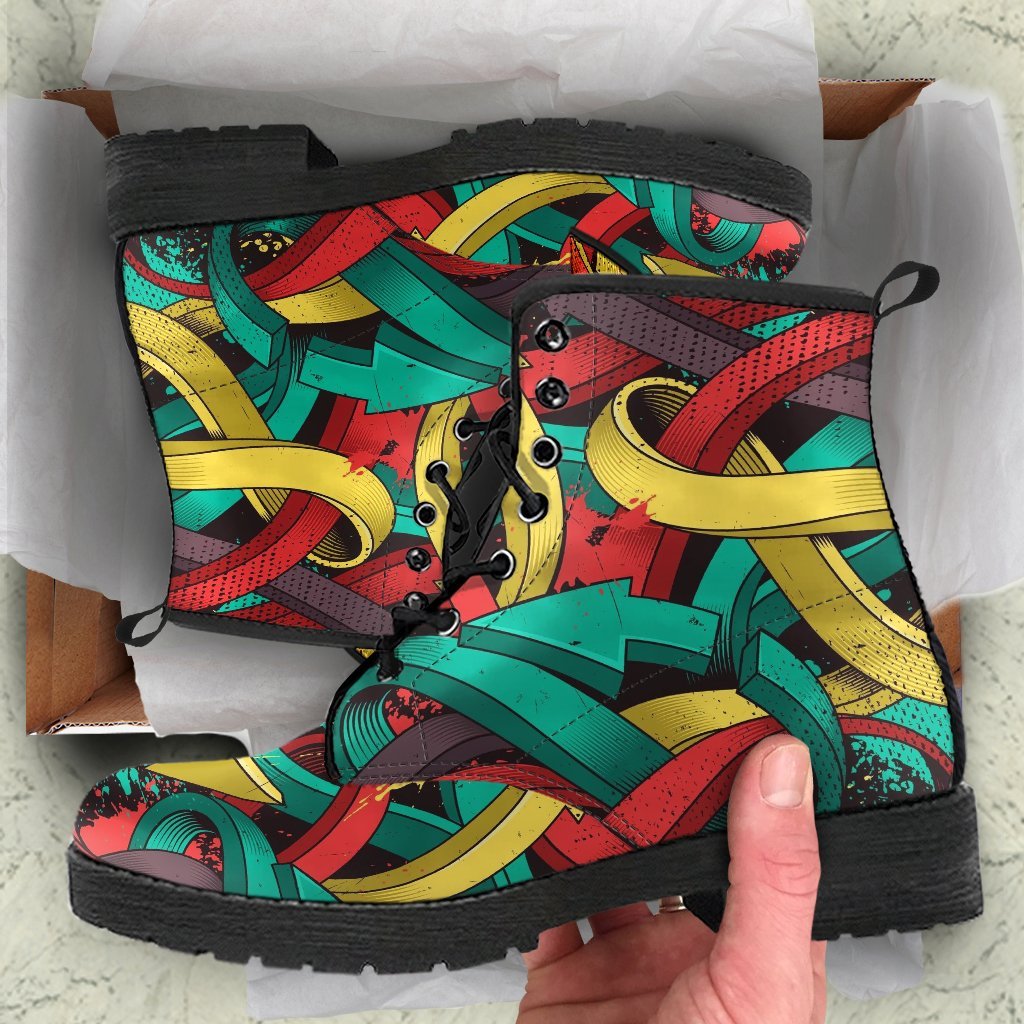 Combat Boots - Graffiti Fashion #12 | Vegan Leather Lace Up