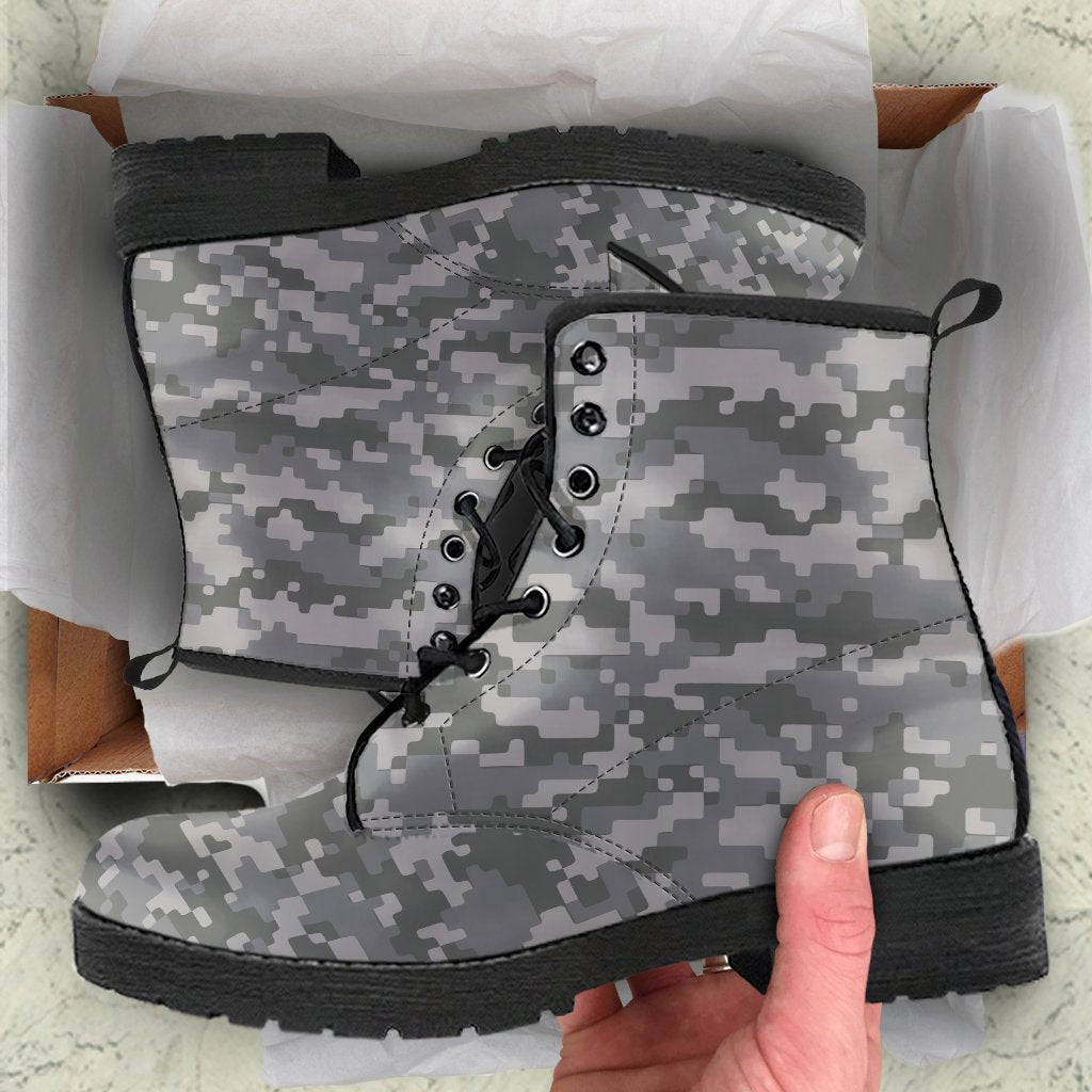Combat Boots - Gray Camouflage Boots | Boho Shoes Handmade 