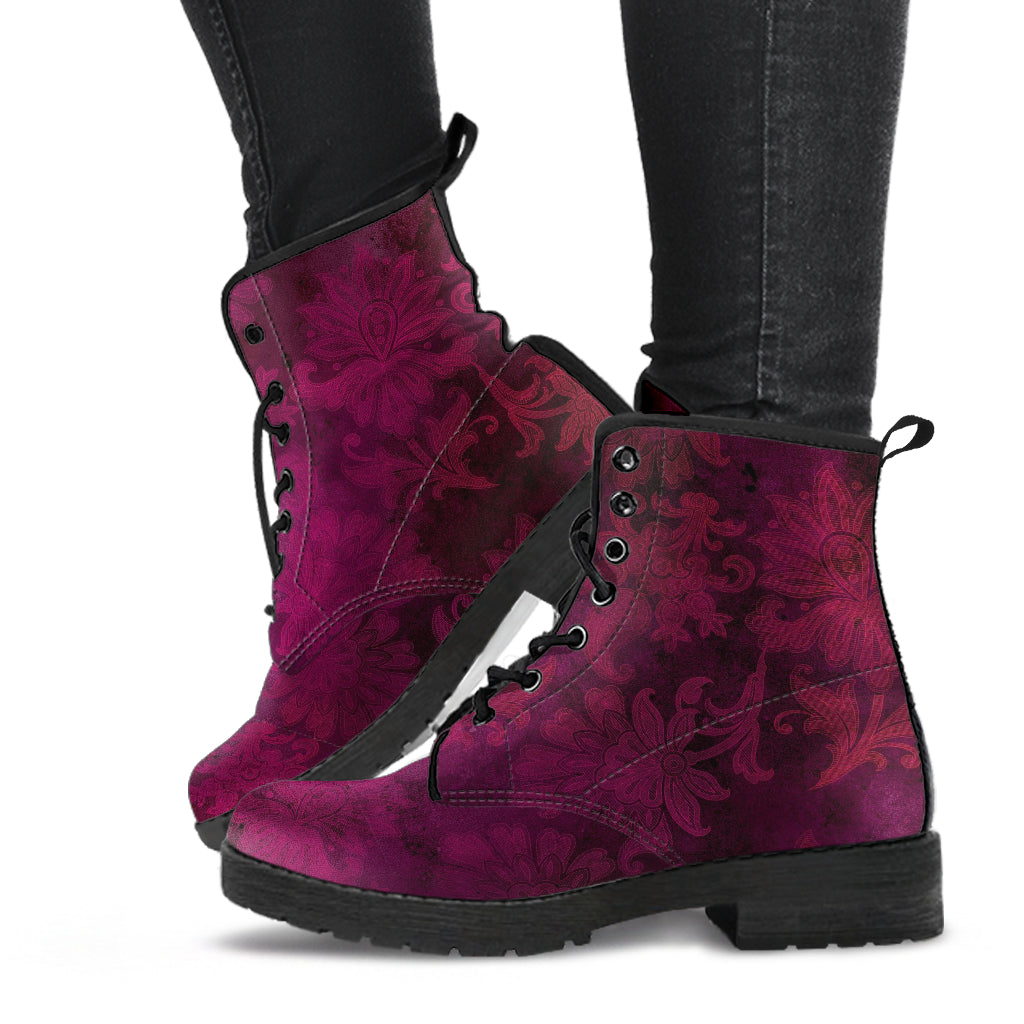 Combat Boots - Grunge Red #101 | Unisex Adult Shoes Vegan