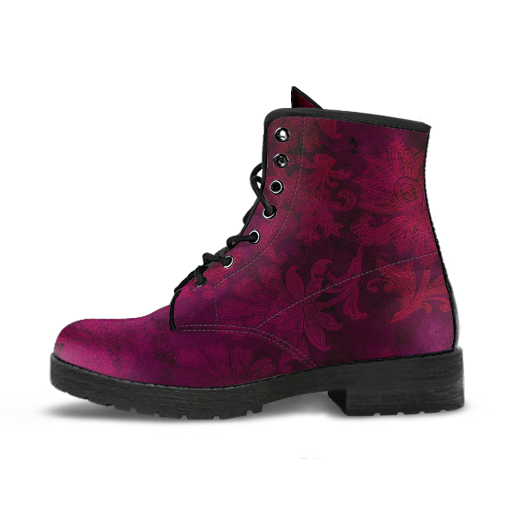 Combat Boots - Grunge Red #101 | Unisex Adult Shoes Vegan