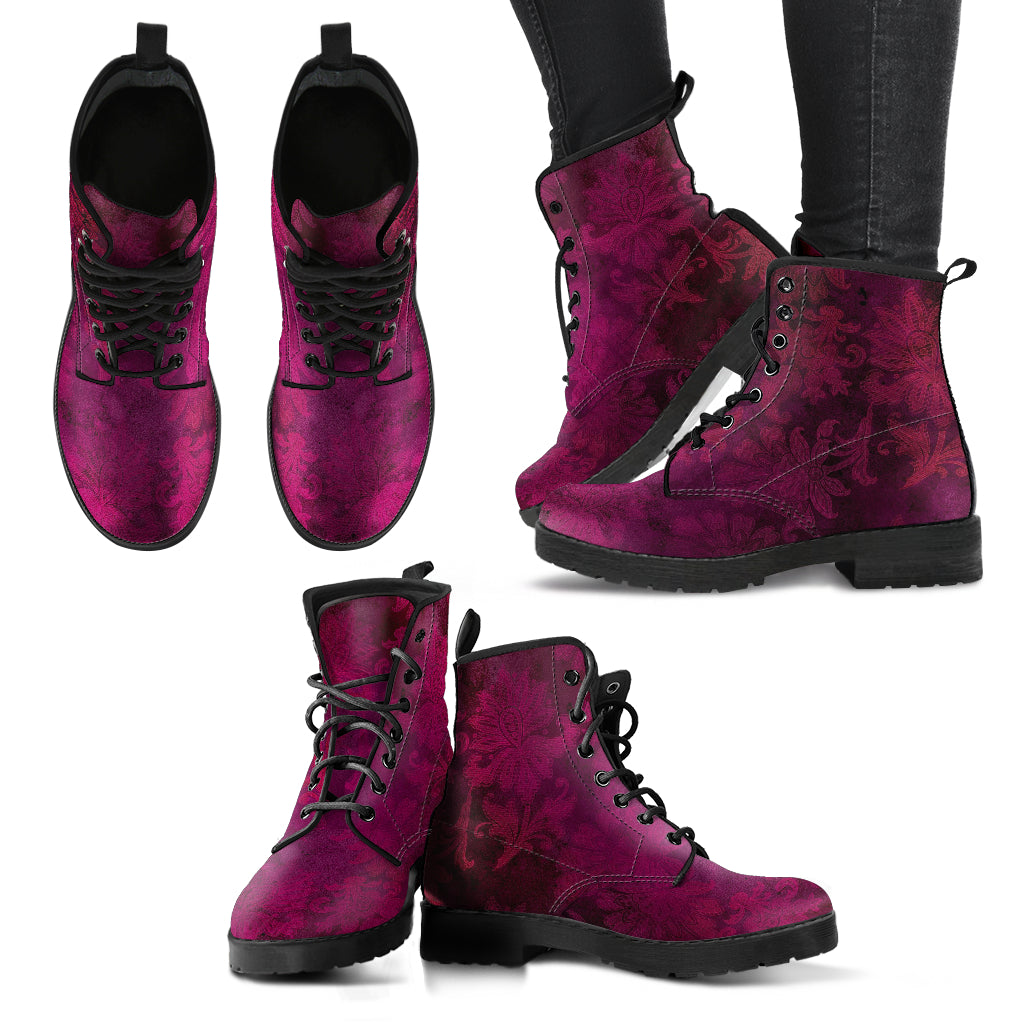 Combat Boots - Grunge Red #101 | Unisex Adult Shoes Vegan