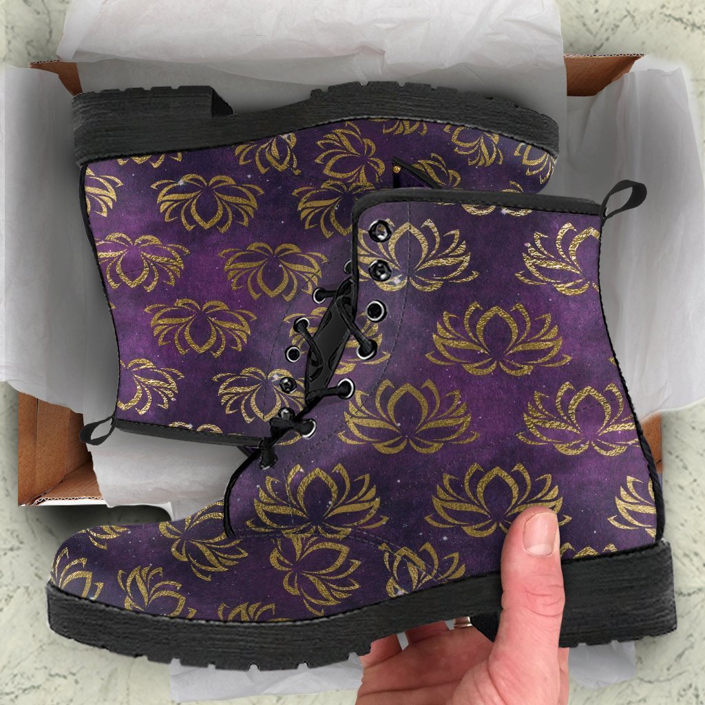 Combat Boots - Lotus | Purple Boots for Women Custom Shoes 