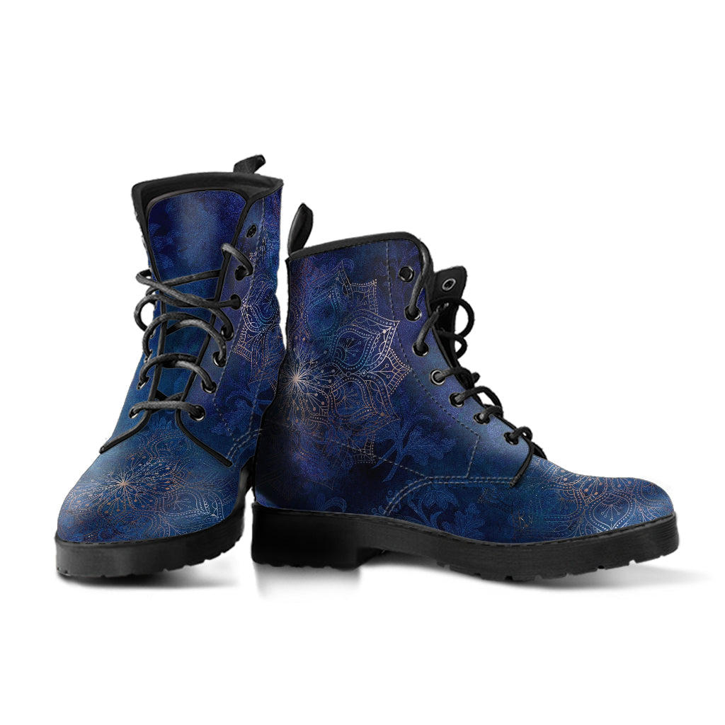Combat Boots - Mandala Design #101 Blue | Unisex Adult