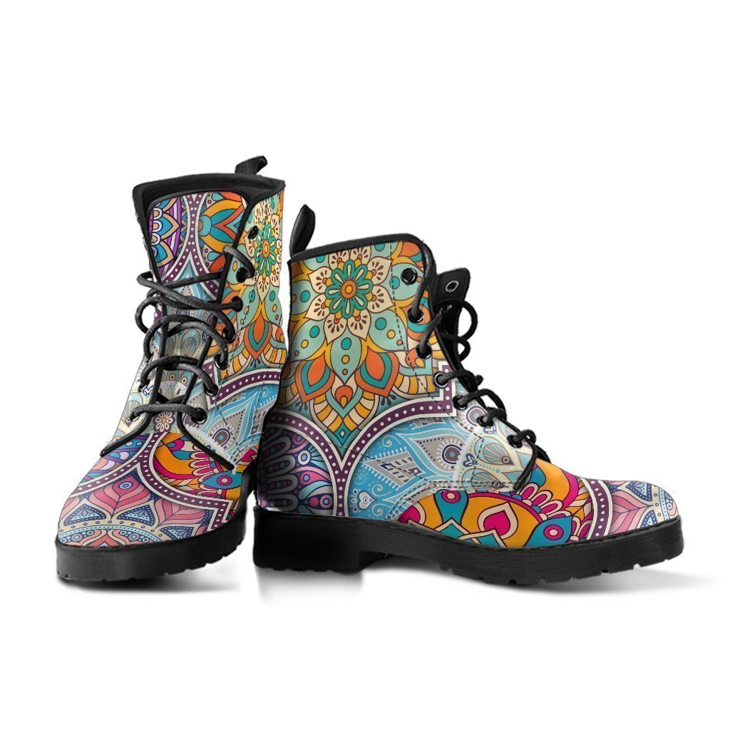 Combat Boots - Mandala Pattern | Boho Shoes Handmade Lace Up