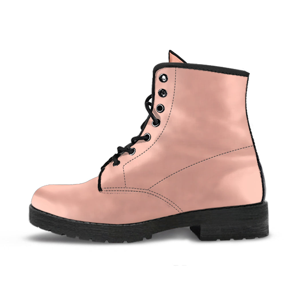Combat Boots - Nude Pink | Vegan Leather Lace Up Boots