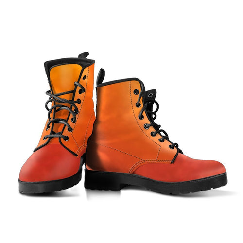 Combat Boots - Orange Ombre | Boho Shoes Handmade Lace Up