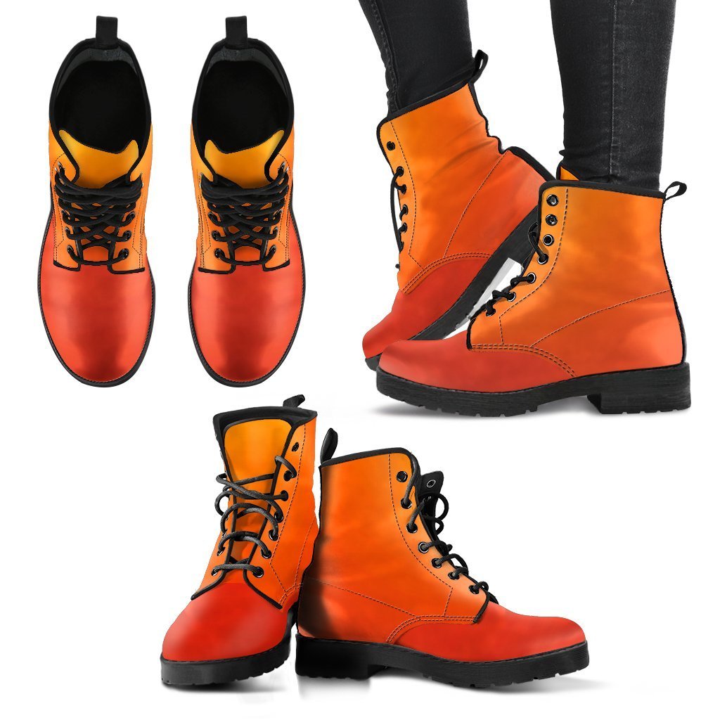 Combat Boots - Orange Ombre | Boho Shoes Handmade Lace Up