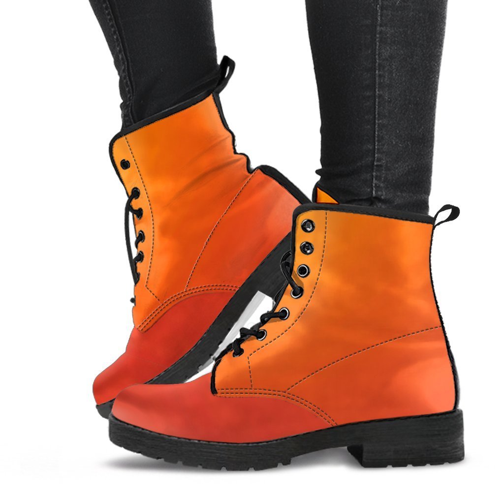 Combat Boots - Orange Ombre | Boho Shoes Handmade Lace Up