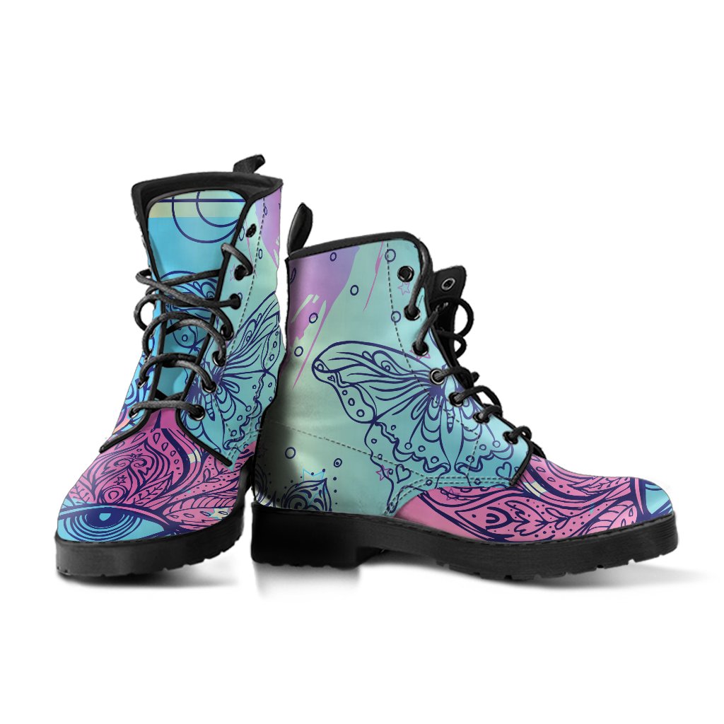 Combat Boots - Pastel Art | Purple Boots for Women Boho 