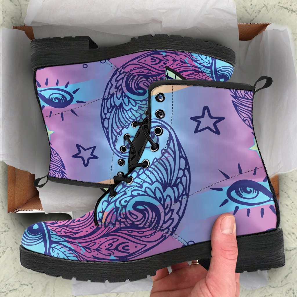 Combat Boots - Pastel Art | Purple Boots for Women Boho 