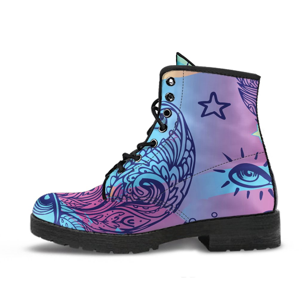 Combat Boots - Pastel Art | Purple Boots for Women Boho 