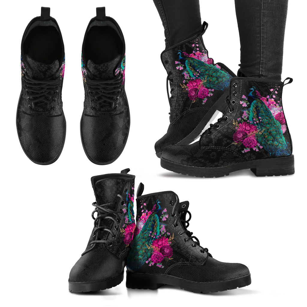 Combat Boots - Peacock #103 | Boho Shoes Handmade Vegan