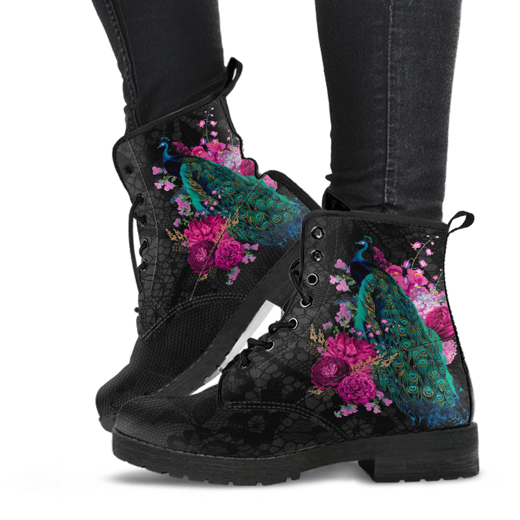 Combat Boots - Peacock #103 | Boho Shoes Handmade Vegan