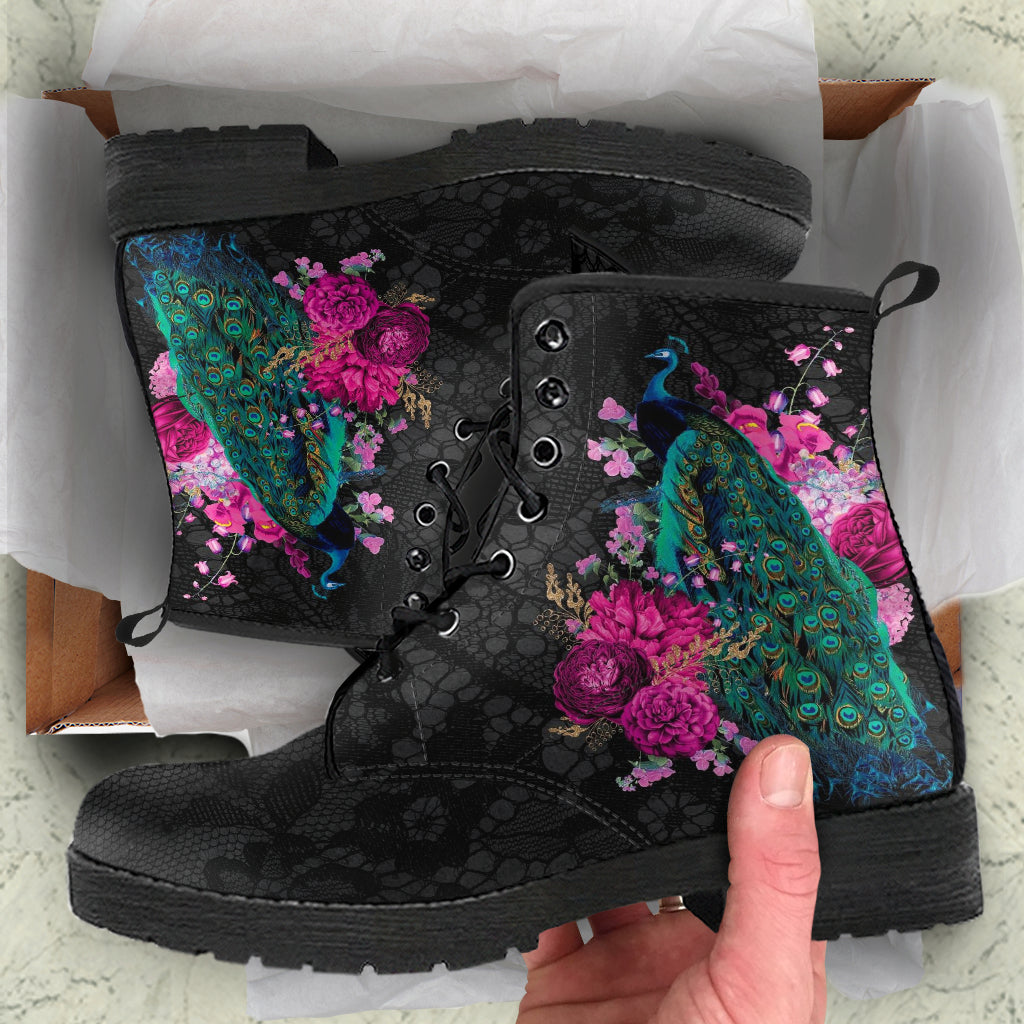 Combat Boots - Peacock #103 | Boho Shoes Handmade Vegan