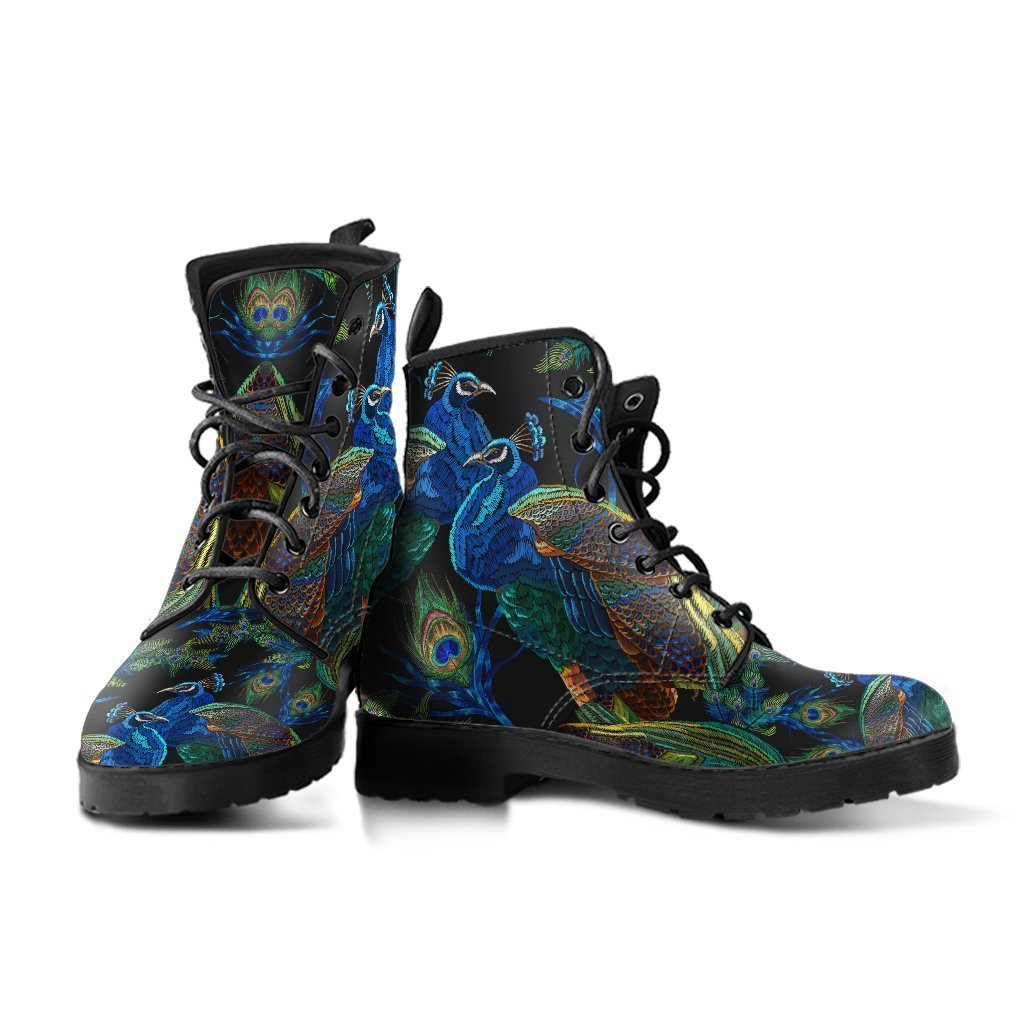 Combat Boots - Peacock | Boho Shoes Vegan Leather Lace Up
