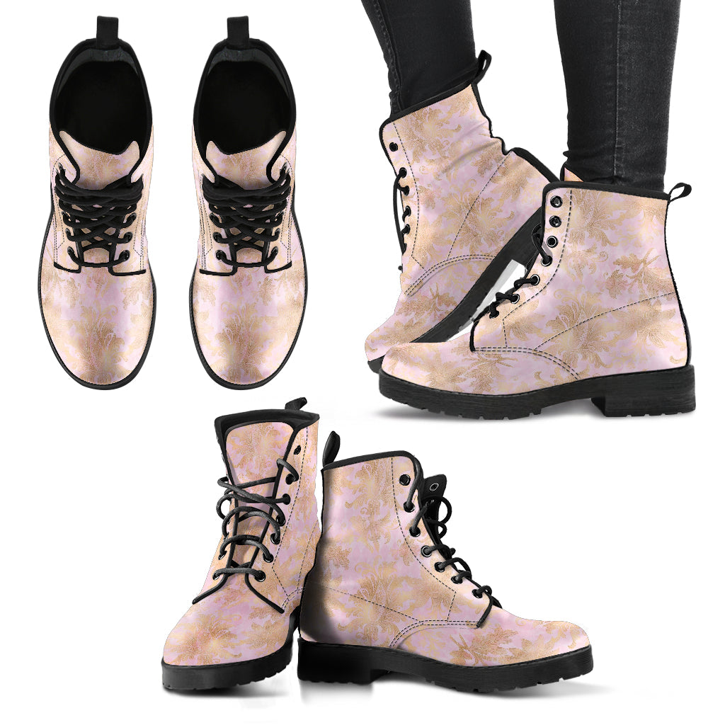 Combat Boots - Pink Pattern #101 | Unisex Adult Shoes Vegan