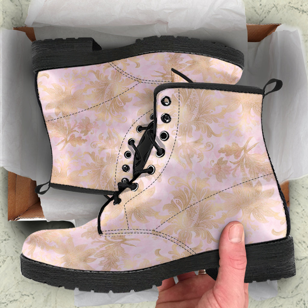 Combat Boots - Pink Pattern #101 | Unisex Adult Shoes Vegan