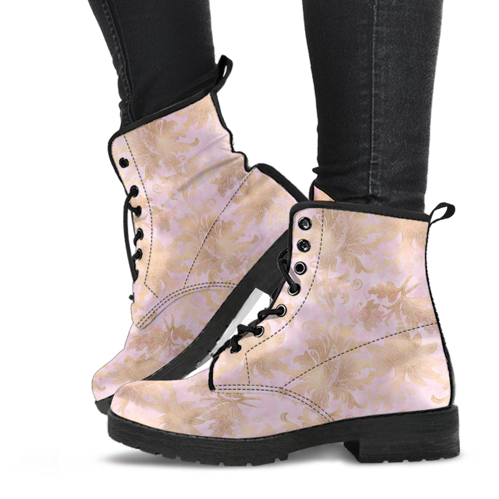 Combat Boots - Pink Pattern #101 | Unisex Adult Shoes Vegan