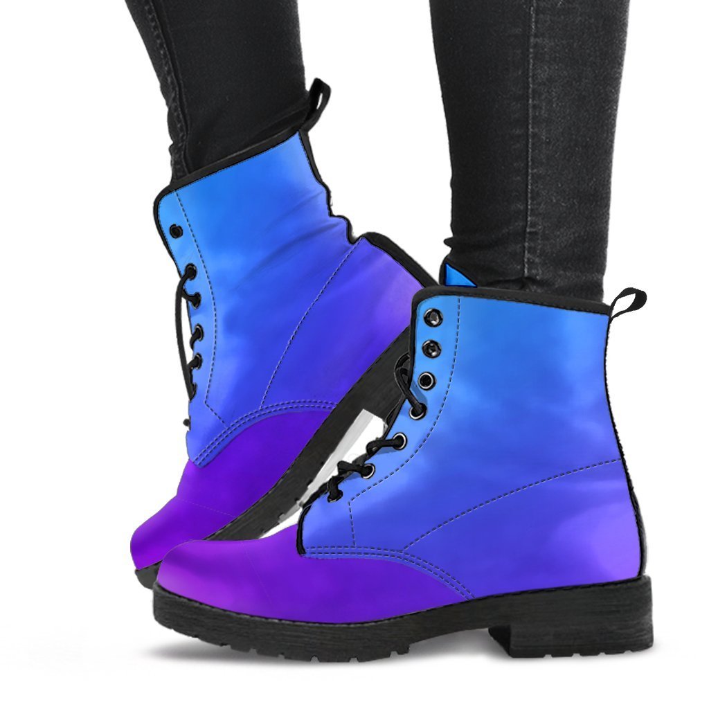 Combat Boots - Purple Ombre | Boho Shoes Handmade Lace Up