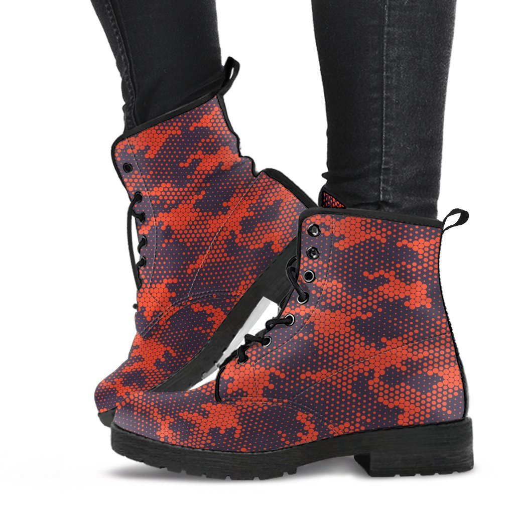 Combat Boots - Red Camouflage Style | Red Boots Boho Shoes 