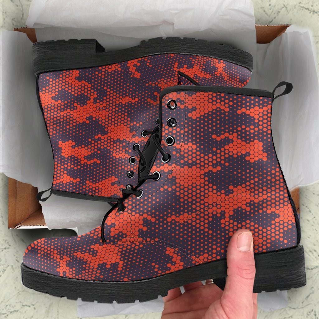 Combat Boots - Red Camouflage Style | Red Boots Boho Shoes 