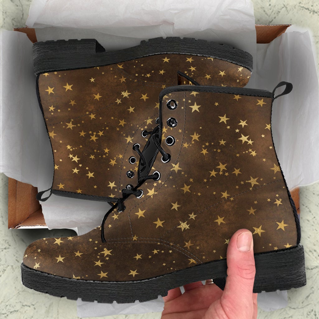 Combat Boots-Rugged Look Distressed Brown Galaxy Custom