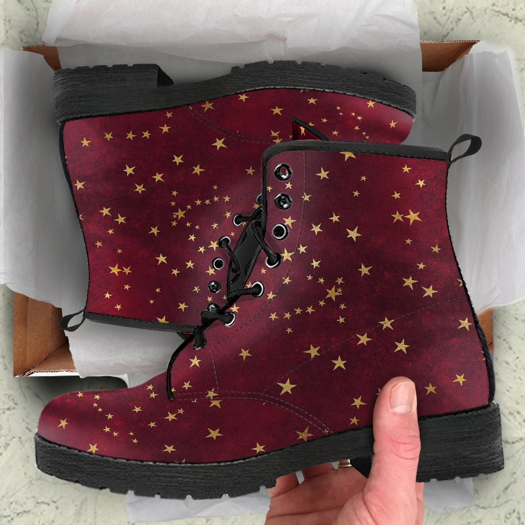 Combat Boots - Rugged Look Distressed Red Galaxy #101