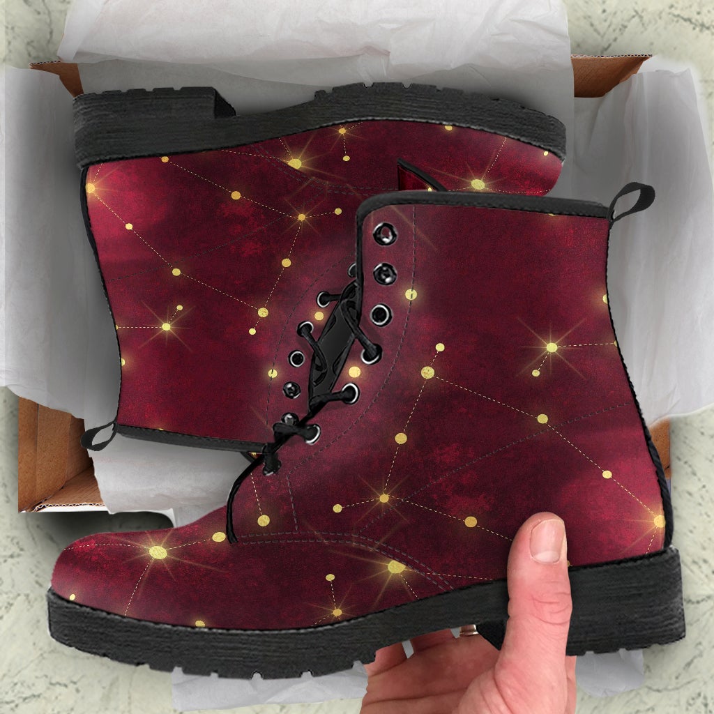 Combat Boots-Rugged Look Distressed Red Galaxy 103 Custom