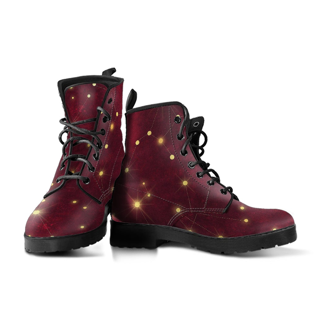 Combat Boots-Rugged Look Distressed Red Galaxy 103 Custom