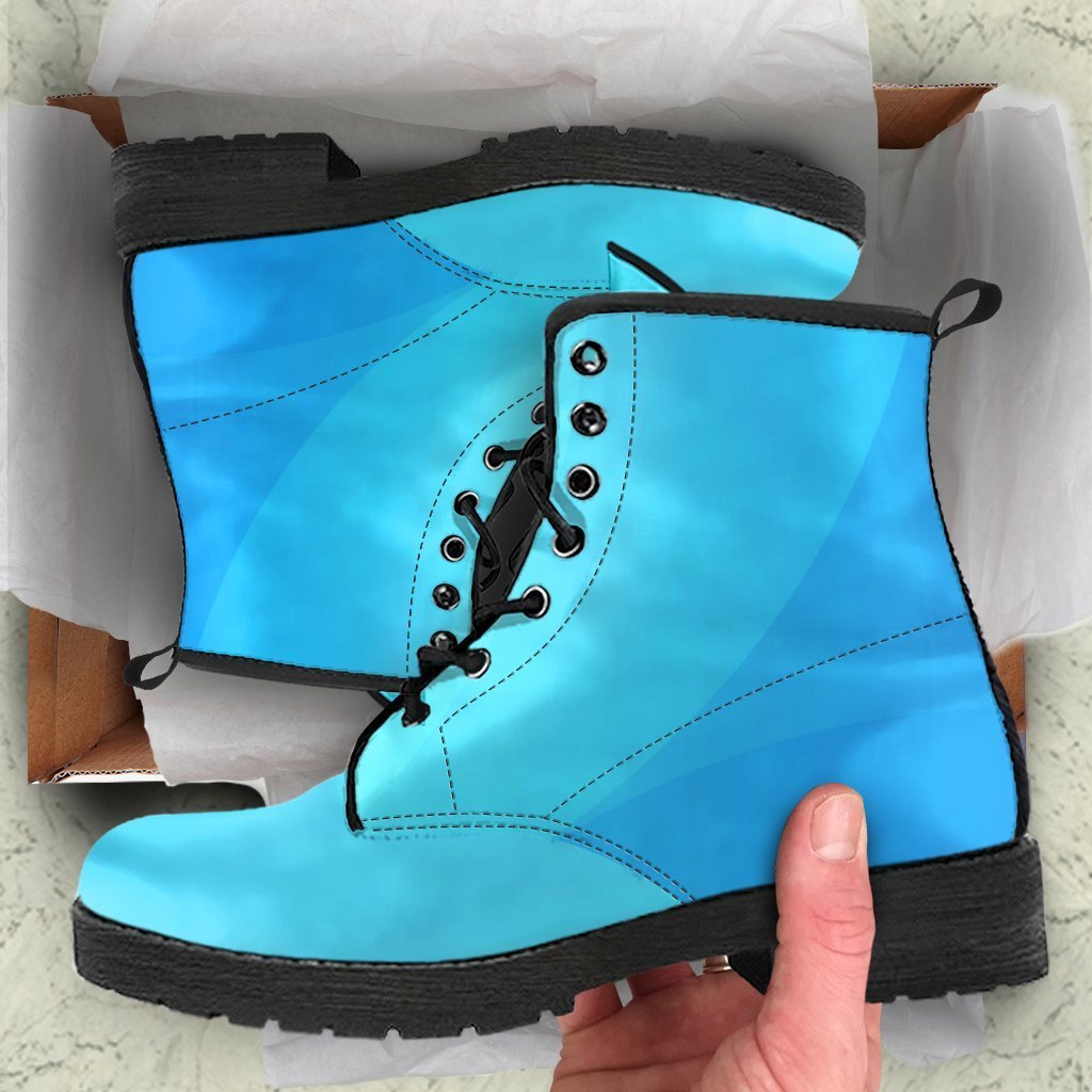 Combat Boots - Shades in Sky Blue | Boho Shoes Handmade Lace