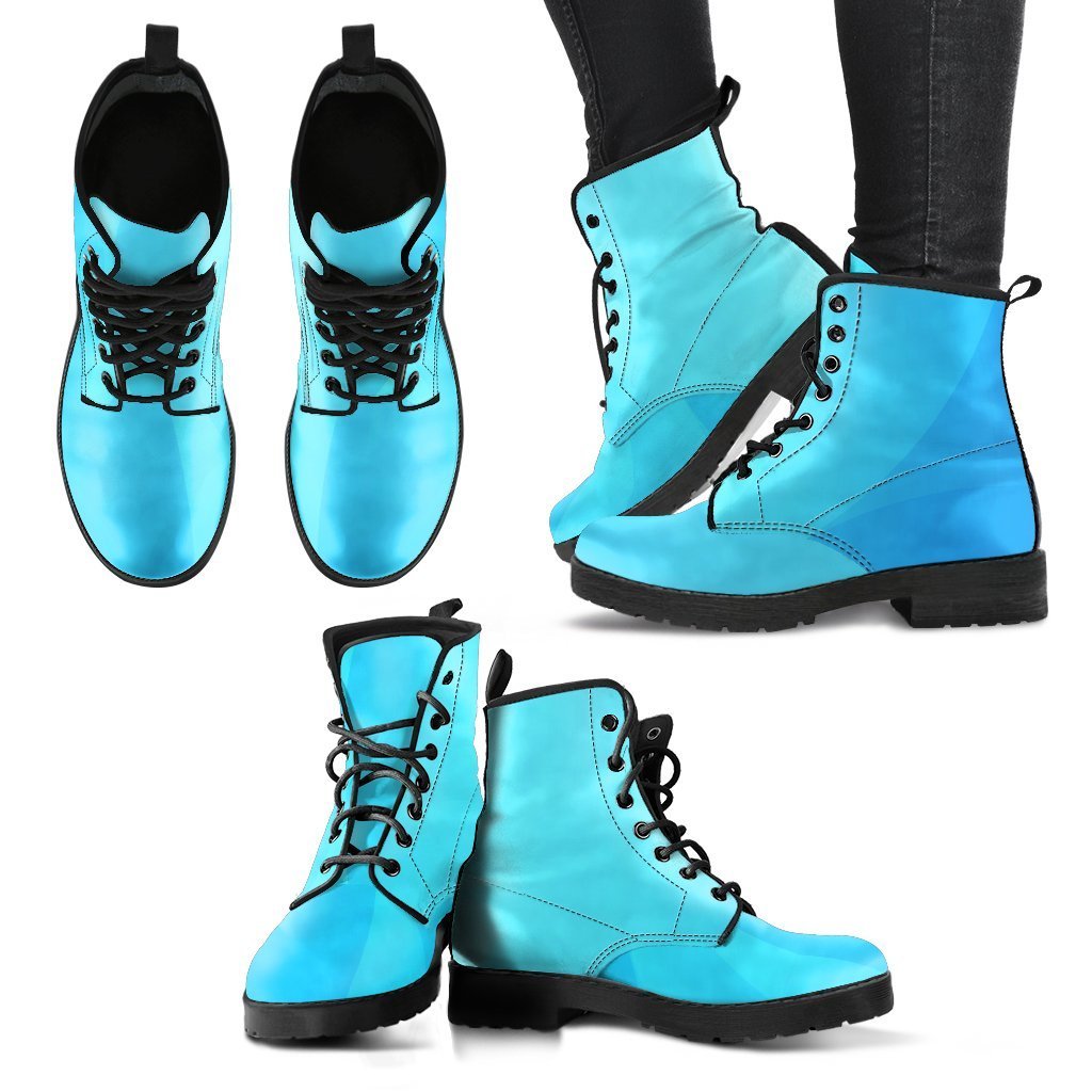 Combat Boots - Shades in Sky Blue | Boho Shoes Handmade Lace