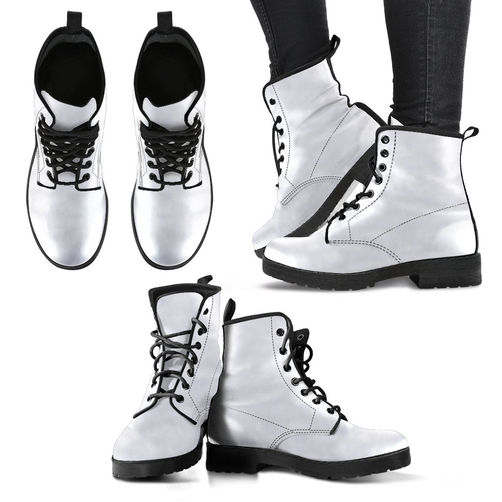 Combat Boots-Simply White Vegan Leather Boots | ACES
