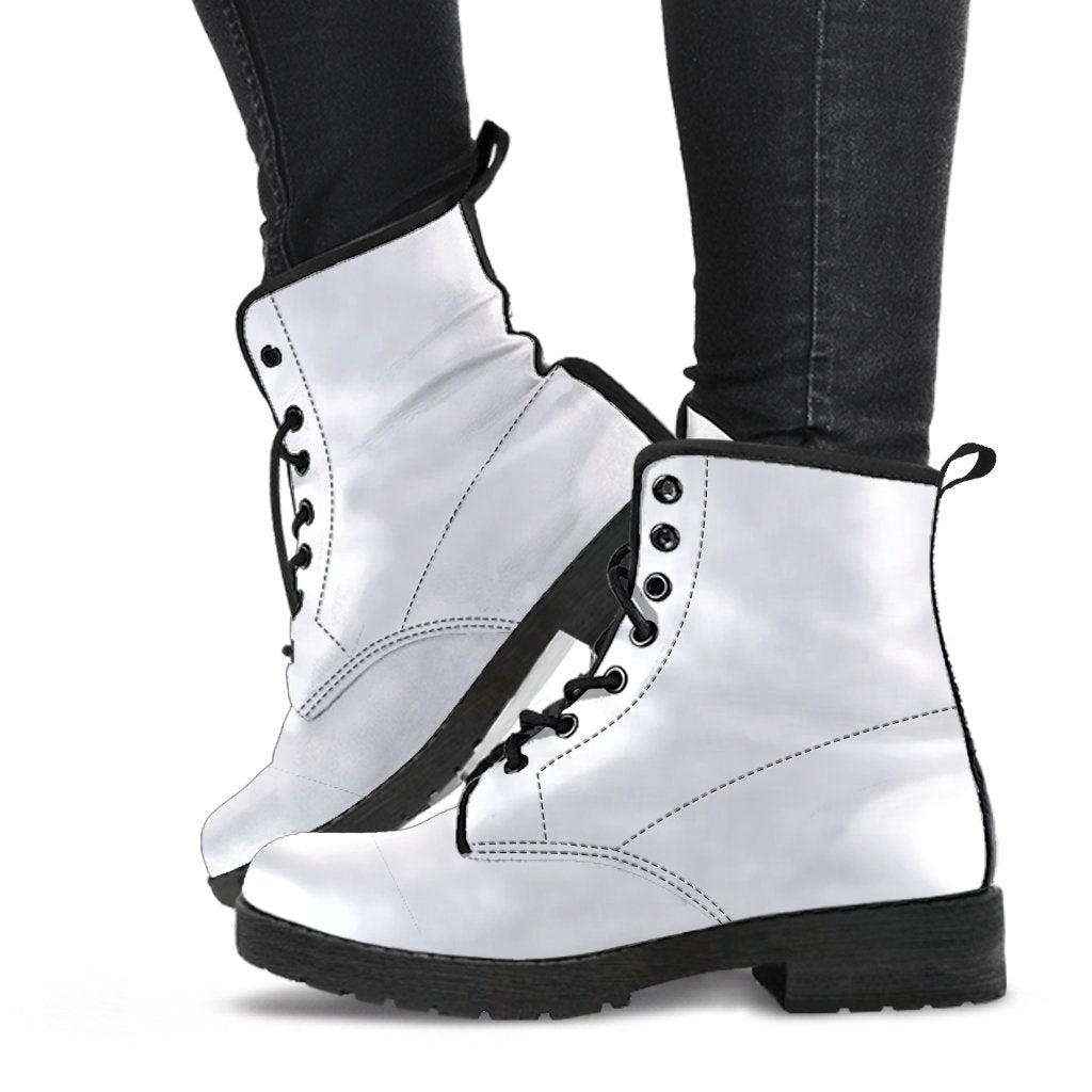 Combat Boots-Simply White Vegan Leather Boots | ACES