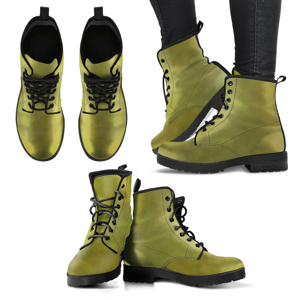Combat Boots - Smoky Green | Boho Shoes Handmade Lace Up
