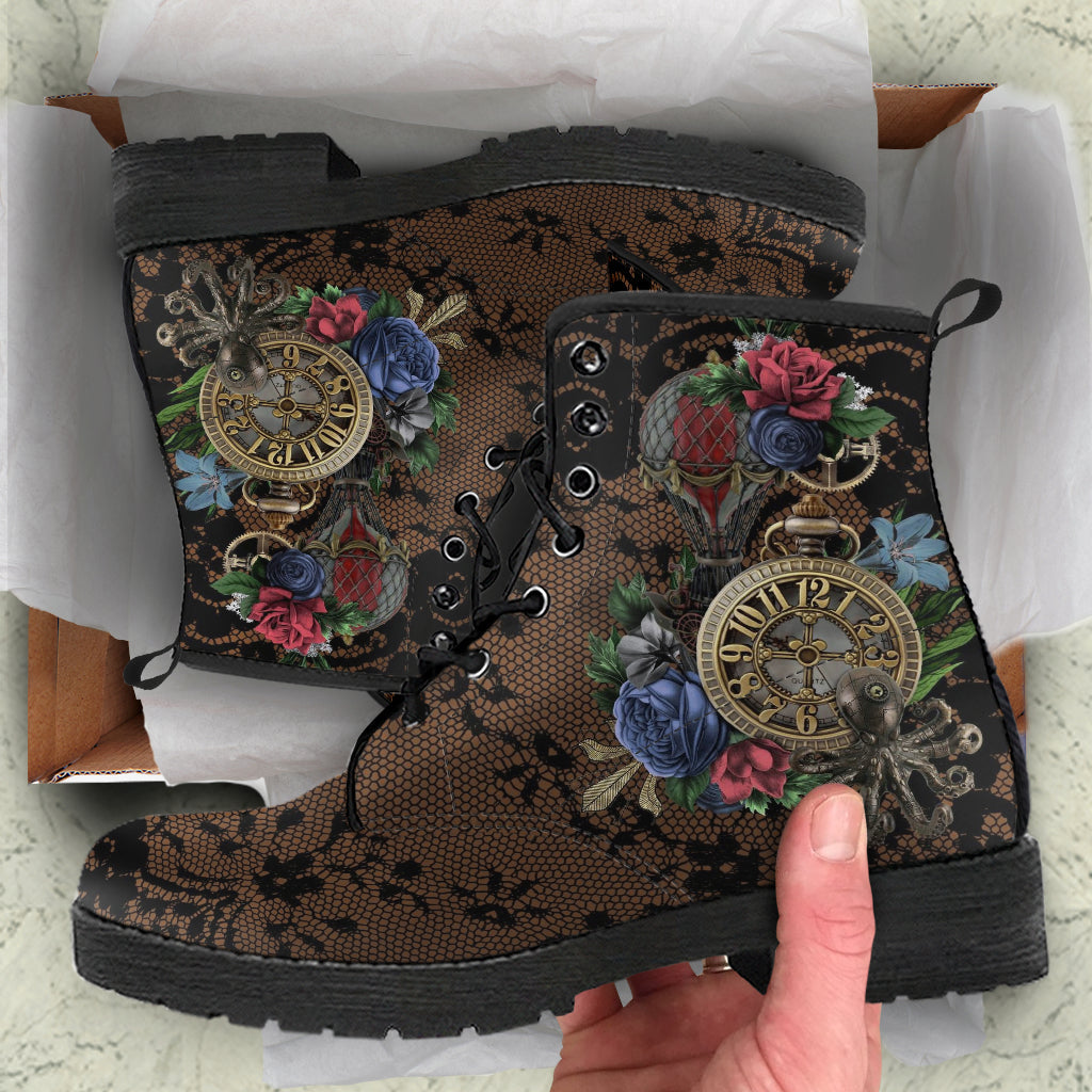 Combat Boots - Steampunk Inspired Design #103 with Black