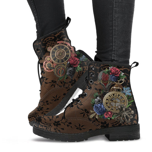 Combat Boots - Steampunk Inspired Design #103 with Black