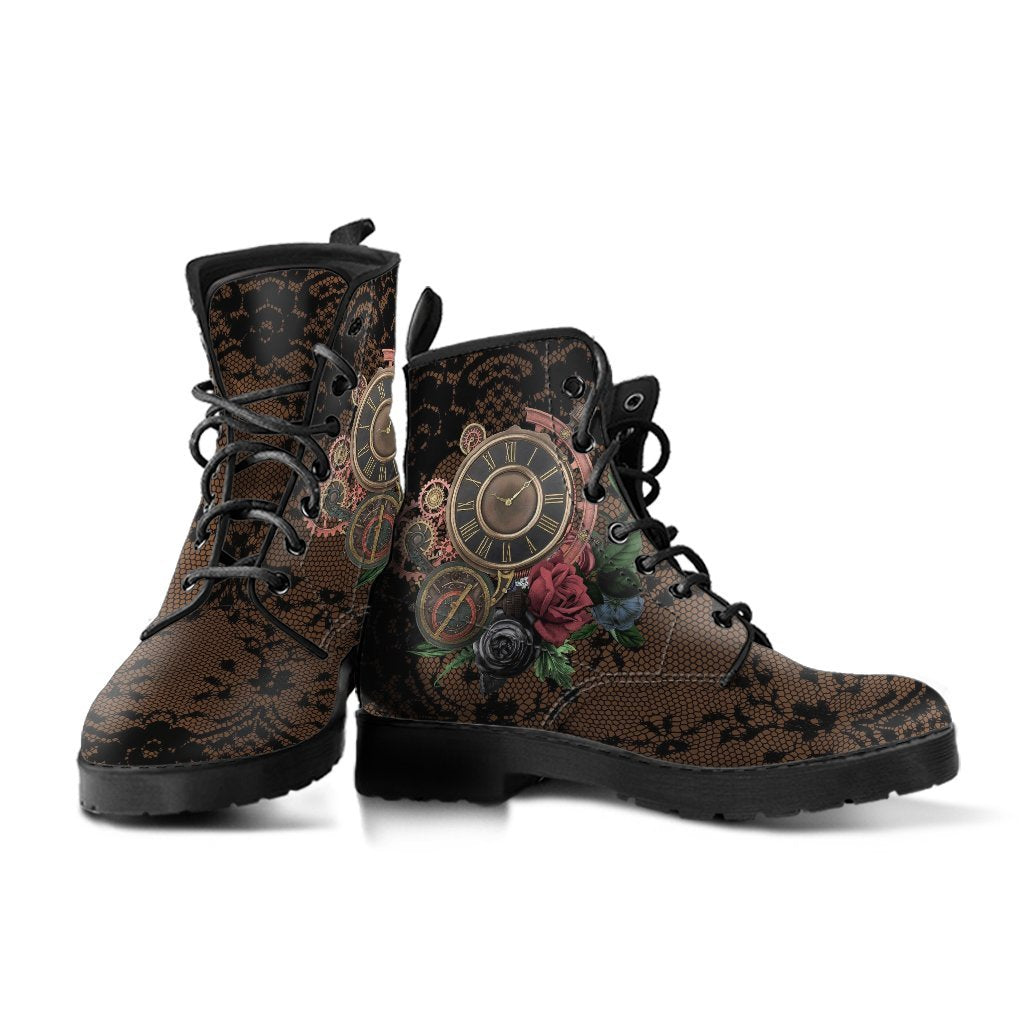 Combat Boots - Steampunk Inspired Design #13 with Black