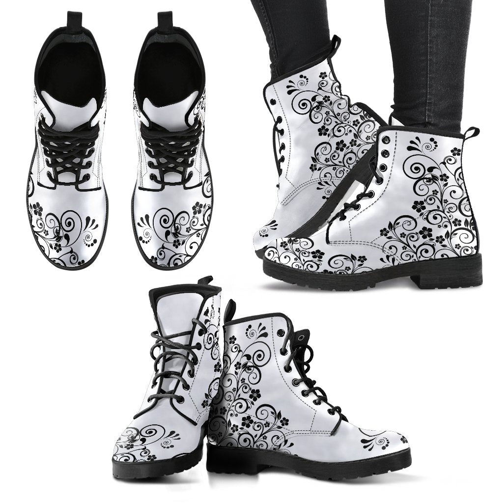 Combat Boots - Swirls | Goth Boots Gothic Boots Black Boots 