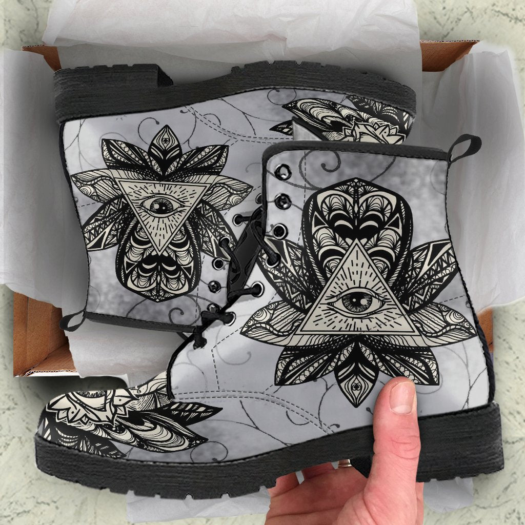 Combat Boots - The Eye of Providence | Vegan Leather Lace