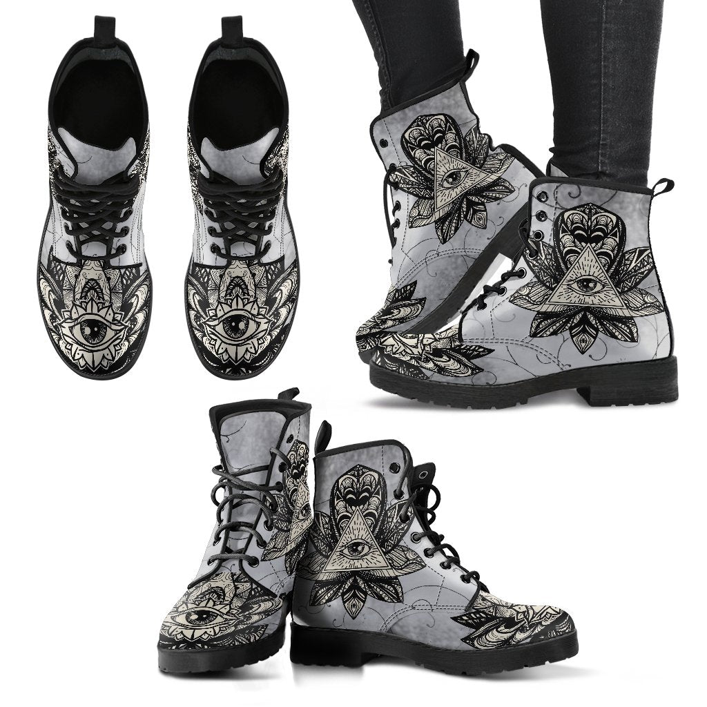 Combat Boots - The Eye of Providence | Vegan Leather Lace