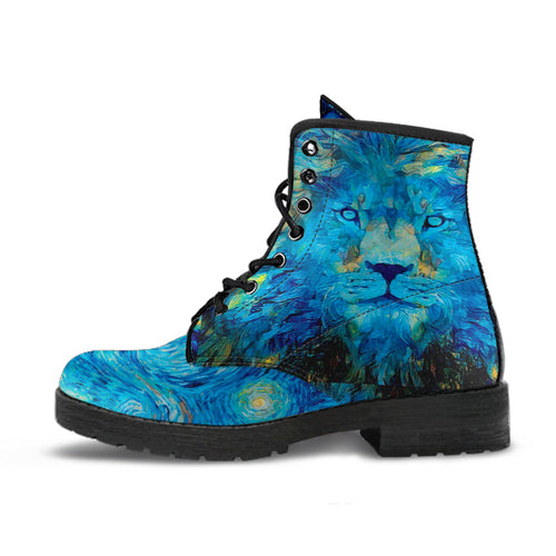 Combat Boots - The Starry Night Lion Inspired by Vincent