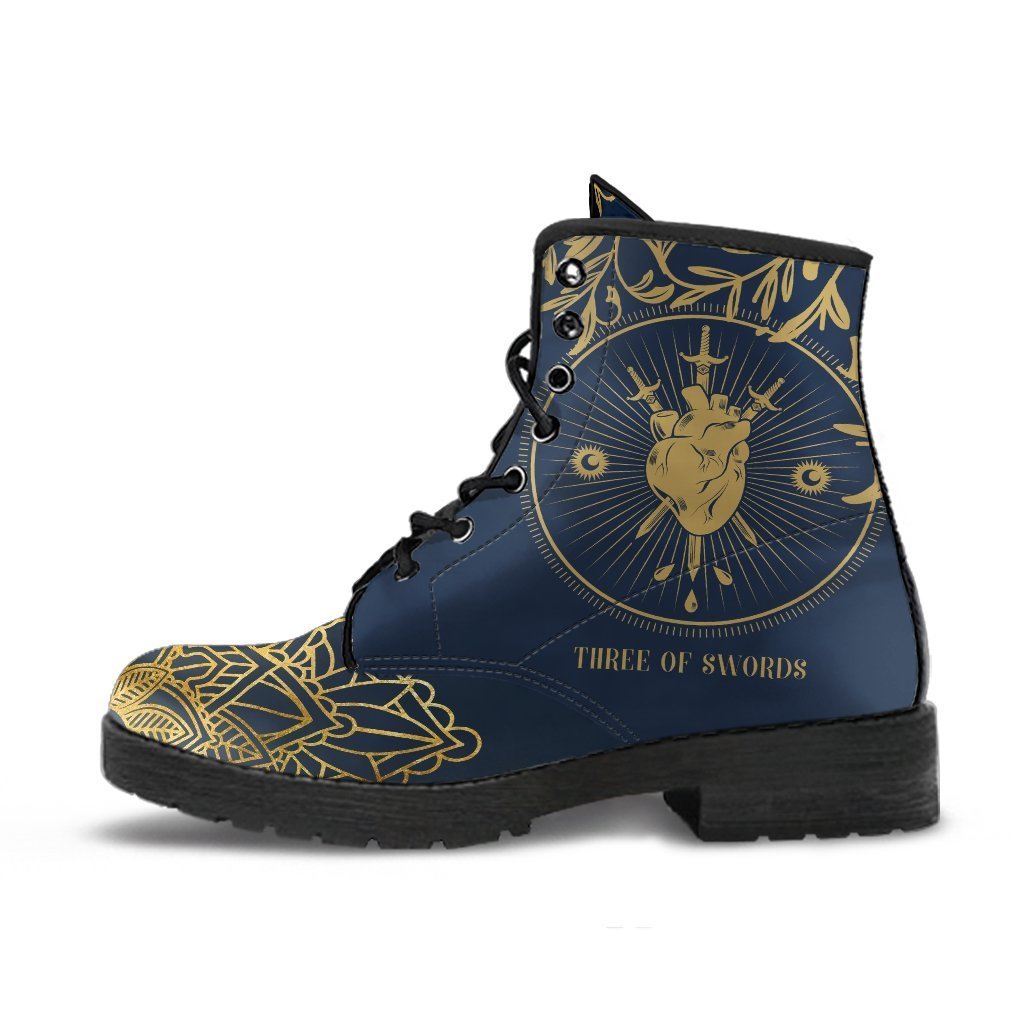 Combat Boots - Three of Swords | Tarot Art Vegan Leather