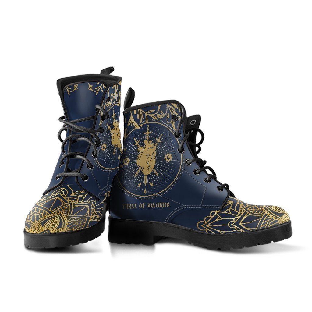 Combat Boots - Three of Swords | Tarot Art Vegan Leather
