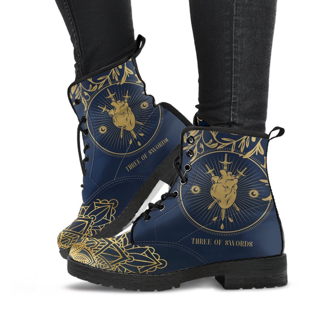 Combat Boots - Three of Swords | Tarot Art Vegan Leather