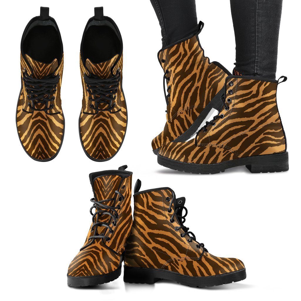 Combat Boots - Tiger Print | Boho Shoes Handmade Lace Up 