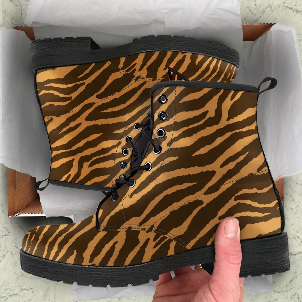 Combat Boots - Tiger Print | Boho Shoes Handmade Lace Up 